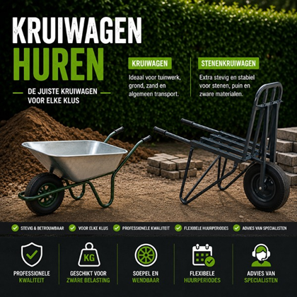 Kruiwagen huren | Professionele kruiwagens | Conmat Verhuur Professionele kruiwagens voor bouw- en tuinwerkzaamheden bij Conmat Verhuur